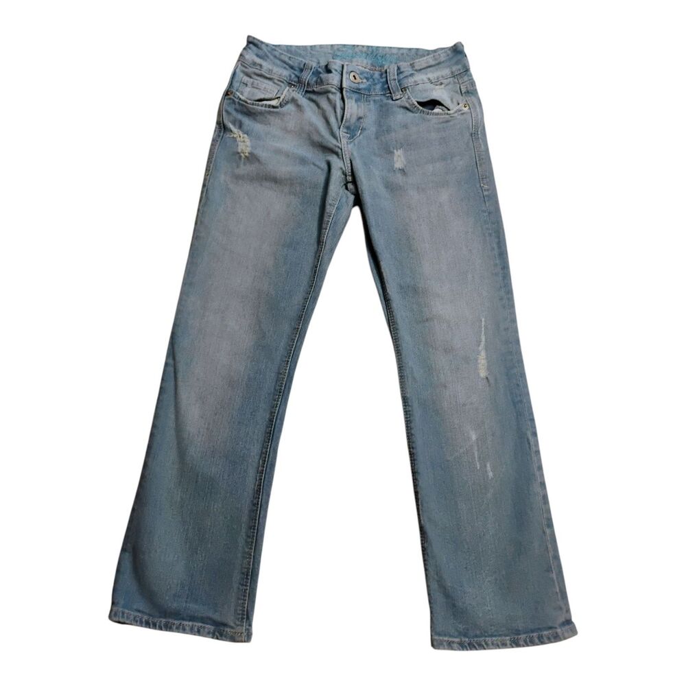 VTG dELiA*s Y2K Low Rise BAILEY Blue Jeans Capris Juniors Size 1/2 23" Inseam